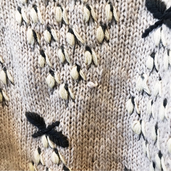 Vintage Hand Knited Cardigan Mohair Sweater Made in Italy Floral Emroidery S/M/L - Picture 8 of 12